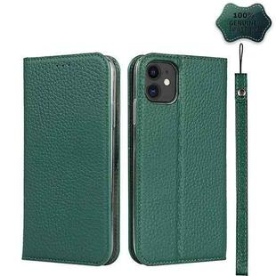 For iPhone 11 Litchi Genuine Leather Phone Case (Green)