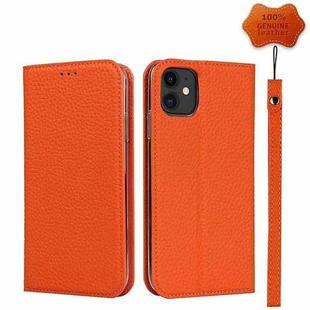 Litchi Genuine Leather Phone Case For iPhone 11(Orange)