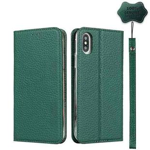 Litchi Genuine Leather Phone Case For iPhone X / XS(Green)