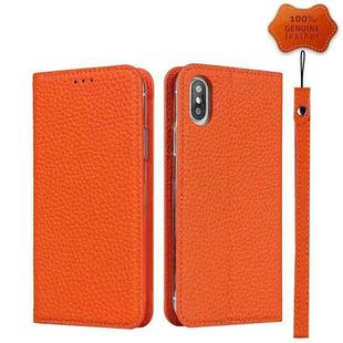 Litchi Genuine Leather Phone Case For iPhone X / XS(Orange)