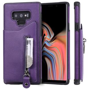For Galaxy Note9 Solid Color Double Buckle Zipper Shockproof Protective Case(Purple)