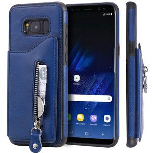 For Galaxy S8 Plus Solid Color Double Buckle Zipper Shockproof Protective Case(Blue)