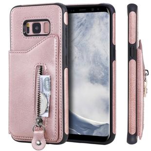 For Galaxy S8 Solid Color Double Buckle Zipper Shockproof Protective Case(Rose Gold)