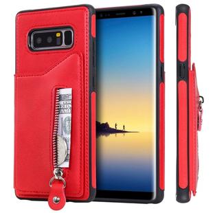 For Galaxy Note 8 Solid Color Double Buckle Zipper Shockproof Protective Case(Red)