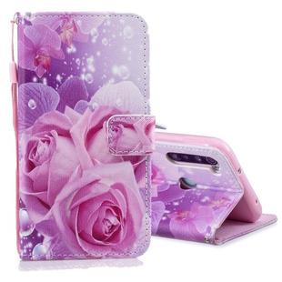 For Redmi Note 8 Colored Drawing Pattern Horizontal Flip PU Leather Case with Holder & Card Slots & Wallet & Lanyard(Rose)