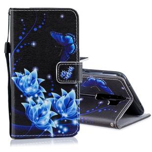 For Redmi Note 8 Pro Colored Drawing Pattern Horizontal Flip PU Leather Case with Holder & Card Slots & Wallet & Lanyard(Blue Butterfly)