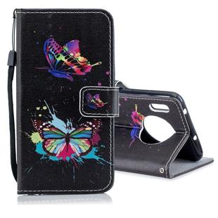 For Huawei Mate 30 Colored Drawing Pattern Horizontal Flip PU Leather Case with Holder & Card Slots & Wallet & Lanyard(Colorful Butterfly)