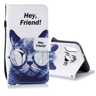 For Galaxy A10s Colored Drawing Pattern Horizontal Flip PU Leather Case with Holder & Card Slots & Wallet & Lanyard(Cool Cat)
