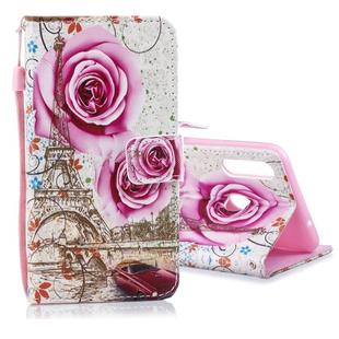 For Galaxy A20s Colored Drawing Pattern Horizontal Flip PU Leather Case with Holder & Card Slots & Wallet & Lanyard(Rose Tower)