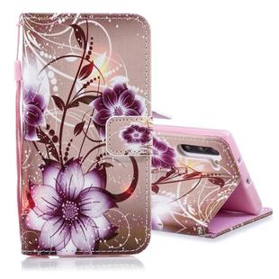 For Galaxy Note 10 Colored Drawing Pattern Horizontal Flip PU Leather Case with Holder & Card Slots & Wallet & Lanyard(Lotus)