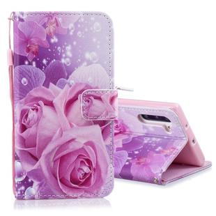 For Galaxy Note 10 Colored Drawing Pattern Horizontal Flip PU Leather Case with Holder & Card Slots & Wallet & Lanyard(Rose)