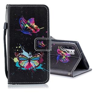 For Galaxy Note 10 Pro Colored Drawing Pattern Horizontal Flip PU Leather Case with Holder & Card Slots & Wallet & Lanyard(Colorful Butterfly)