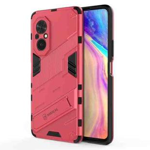 For Honor 50 SE / Huawei nova 9 SE Punk Armor 2 in 1 PC + TPU Shockproof Case with Invisible Holder(Light Red)