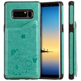 For Galaxy Note 8 Cat Bee Embossing Pattern Shockproof Protective Case with Card Slots & Photo Frame(Green)