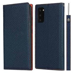 For Samsung Galaxy S20 Litchi Genuine Leather Phone Case(Dark Blue)