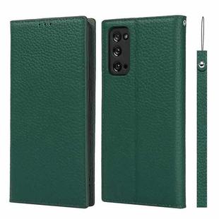 For Samsung Galaxy S20 FE Litchi Texture Horizontal Flip Top Layer Cowhide Leather Case with Holder & Card Slots & Wallet & Strap & Wire Winder(Green)