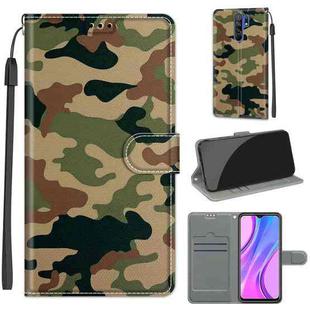 For Xiaomi Redmi 9 Voltage Coloured Drawing Magnetic Clasp Horizontal Flip PU Leather Case with Holder & Card Slots(C12 Green Yellow Camouflage)