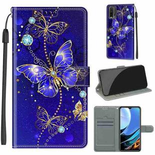 For Xiaomi Redmi 9 Power/Note 9 4G Voltage Coloured Drawing Magnetic Clasp Horizontal Flip PU Leather Case with Holder & Card Slots(C11 Blue Golden Chain Butterflies)