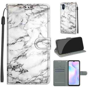 For Xiaomi Redmi 9A Voltage Coloured Drawing Magnetic Clasp Horizontal Flip PU Leather Case with Holder & Card Slots(C01 White Marble)