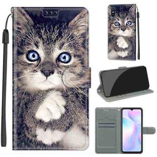 For Xiaomi Redmi 9A Voltage Coloured Drawing Magnetic Clasp Horizontal Flip PU Leather Case with Holder & Card Slots(C02 Fork Hand White Claw Cat)