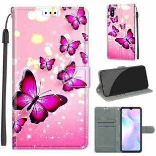 For Xiaomi Redmi 9A Voltage Coloured Drawing Magnetic Clasp Horizontal Flip PU Leather Case with Holder & Card Slots(C03 Gradient Pink Flying Butterflies)