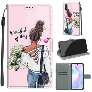 For Xiaomi Redmi 9A Voltage Coloured Drawing Magnetic Clasp Horizontal Flip PU Leather Case with Holder & Card Slots(C09 Hug Flower)