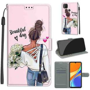 For Xiaomi Redmi 9C Voltage Coloured Drawing Magnetic Clasp Horizontal Flip PU Leather Case with Holder & Card Slots(C09 Hug Flower)