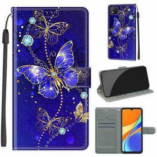 For Xiaomi Redmi 9C Voltage Coloured Drawing Magnetic Clasp Horizontal Flip PU Leather Case with Holder & Card Slots(C11 Blue Golden Chain Butterflies)