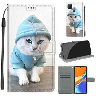 For Xiaomi Redmi 9C Voltage Coloured Drawing Magnetic Clasp Horizontal Flip PU Leather Case with Holder & Card Slots(C15 Blue Sweater White Cat)