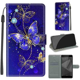 For Xiaomi Redmi Note 4X Voltage Coloured Drawing Magnetic Clasp Horizontal Flip PU Leather Case with Holder & Card Slots(C11 Blue Golden Chain Butterflies)
