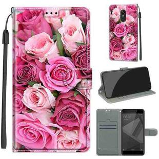 For Xiaomi Redmi Note 4X Voltage Coloured Drawing Magnetic Clasp Horizontal Flip PU Leather Case with Holder & Card Slots(C17 Green Leaf Pink Rose)