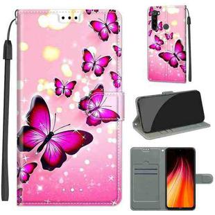 For Xiaomi Redmi Note 8 Voltage Coloured Drawing Magnetic Clasp Horizontal Flip PU Leather Case with Holder & Card Slots(C03 Gradient Pink Flying Butterflies)