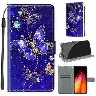 For Xiaomi Redmi Note 8 Voltage Coloured Drawing Magnetic Clasp Horizontal Flip PU Leather Case with Holder & Card Slots(C11 Blue Golden Chain Butterflies)