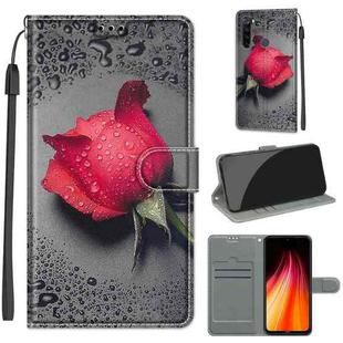 For Xiaomi Redmi Note 8 Voltage Coloured Drawing Magnetic Clasp Horizontal Flip PU Leather Case with Holder & Card Slots(C14 Black Water Drop Rose)