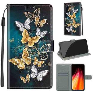For Xiaomi Redmi Note 8 Voltage Coloured Drawing Magnetic Clasp Horizontal Flip PU Leather Case with Holder & Card Slots(C20 Gold Silver Flying Butterflies)