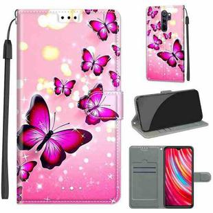 For Xiaomi Redmi Note 8 Pro Voltage Coloured Drawing Magnetic Clasp Horizontal Flip PU Leather Case with Holder & Card Slots(C03 Gradient Pink Flying Butterflies)