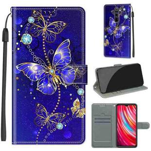 For Xiaomi Redmi Note 8 Pro Voltage Coloured Drawing Magnetic Clasp Horizontal Flip PU Leather Case with Holder & Card Slots(C11 Blue Golden Chain Butterflies)