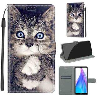 For Xiaomi Redmi Note 8T Voltage Coloured Drawing Magnetic Clasp Horizontal Flip PU Leather Case with Holder & Card Slots(C02 Fork Hand White Claw Cat)