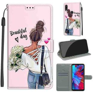 For Xiaomi Redmi Note 7 Voltage Coloured Drawing Magnetic Clasp Horizontal Flip PU Leather Case with Holder & Card Slots(C09 Hug Flower)