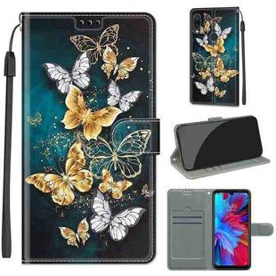 For Xiaomi Redmi Note 7 Voltage Coloured Drawing Magnetic Clasp Horizontal Flip PU Leather Case with Holder & Card Slots(C20 Gold Silver Flying Butterflies)