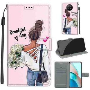 For Xiaomi Redmi Note 9 5G/ 9T Voltage Coloured Drawing Magnetic Clasp Horizontal Flip PU Leather Case with Holder & Card Slots(C09 Hug Flower)