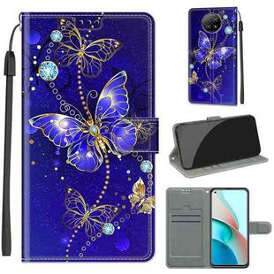 For Xiaomi Redmi Note 9 5G/ 9T Voltage Coloured Drawing Magnetic Clasp Horizontal Flip PU Leather Case with Holder & Card Slots(C11 Blue Golden Chain Butterflies)