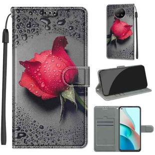 For Xiaomi Redmi Note 9 5G/ 9T Voltage Coloured Drawing Magnetic Clasp Horizontal Flip PU Leather Case with Holder & Card Slots(C14 Black Water Drop Rose)