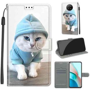 For Xiaomi Redmi Note 9 5G/ 9T Voltage Coloured Drawing Magnetic Clasp Horizontal Flip PU Leather Case with Holder & Card Slots(C15 Blue Sweater White Cat)