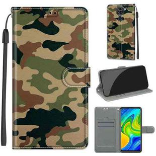 For Xiaomi Redmi Note 9/Redmi 10X 4G Voltage Coloured Drawing Magnetic Clasp Horizontal Flip PU Leather Case with Holder & Card Slots(C12 Green Yellow Camouflage)