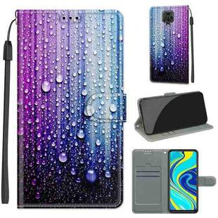 For Xiaomi Redmi Note 9S/9 Pro Voltage Coloured Drawing Magnetic Clasp Horizontal Flip PU Leather Case with Holder & Card Slots(C05 Purple Blue Water Drops)