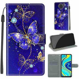 For Xiaomi Redmi Note 9S/9 Pro Voltage Coloured Drawing Magnetic Clasp Horizontal Flip PU Leather Case with Holder & Card Slots(C11 Blue Golden Chain Butterflies)