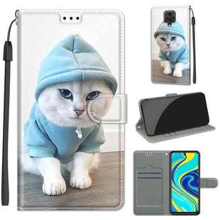 For Xiaomi Redmi Note 9S/9 Pro Voltage Coloured Drawing Magnetic Clasp Horizontal Flip PU Leather Case with Holder & Card Slots(C15 Blue Sweater White Cat)