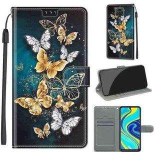 For Xiaomi Redmi Note 9S/9 Pro Voltage Coloured Drawing Magnetic Clasp Horizontal Flip PU Leather Case with Holder & Card Slots(C20 Gold Silver Flying Butterflies)