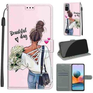 For Xiaomi Redmi Note 10 Pro Max/10 Pro Voltage Coloured Drawing Magnetic Clasp Horizontal Flip PU Leather Case with Holder & Card Slots(C09 Hug Flower)